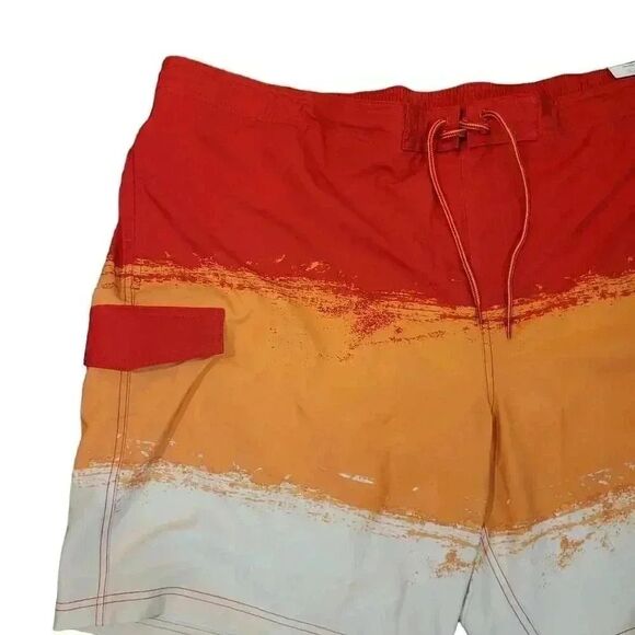 George Men's Above the Knee Red/Orange/White Poly/Spandex Eboard Shorts w Briefs - Picture 7 of 13